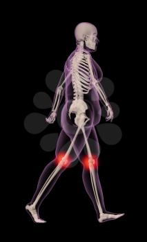 3D render of an overweight female walkingg