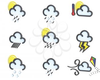 3D render of weather icons set 2