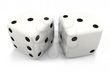 Two simple dice, in random states, as dice tend to do.