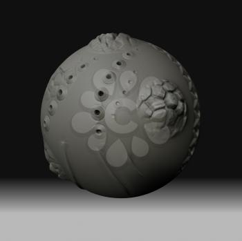 An abstract Clay Ball in Black Space