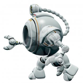 Royalty Free Clipart Image of a 3d robot web cam walking.