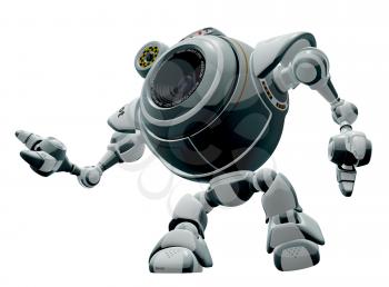 Royalty Free Clipart Image of a robot web cam looking up.