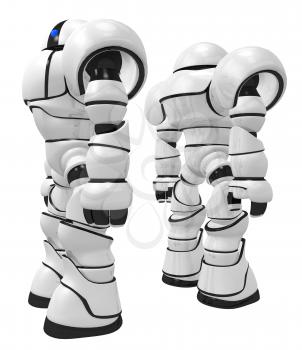 Royalty Free Clipart Image of Two Robots