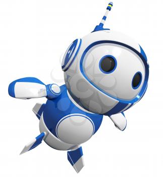 Royalty Free Clipart Image of a Flying Robot