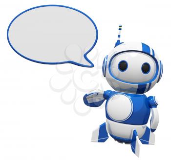 Royalty Free Clipart Image of a Robot with a Word Bubble