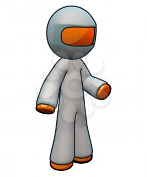 Royalty Free Clipart Image of an Orange Man Wearing a Protective Suit