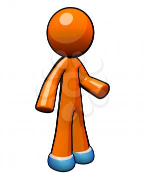 Royalty Free Clipart Image of an Orange Man Wearing Medical Slippers