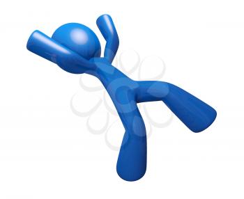 Royalty Free Clipart Image of a Blue Man Falling