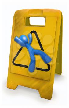 Royalty Free Clipart Image of a Blue Man Danger Sign