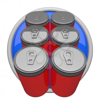 Six pack of soda, icon form.
