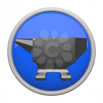 Anvil icon, metalic blue. 