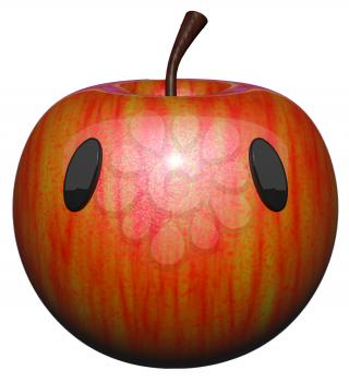 Cute little apple with eyes, 3d render.