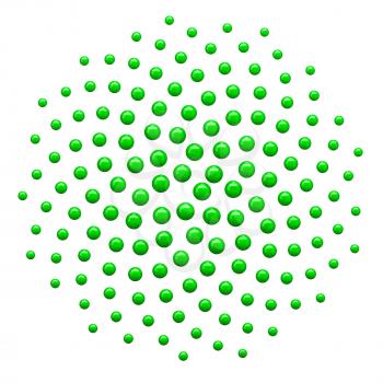 Computer generated 3d dot spiral pattern background.Green.