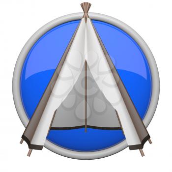 Teepee icon, blue for things such as camping and outdoors.