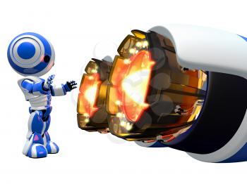 Robots can do things humans can't. This little guy is warming his hands by jet engine!
