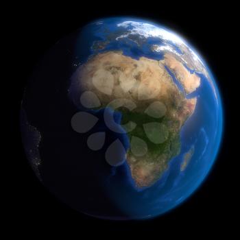 Earth Globe Africa. 3d Render using NASA texture maps.