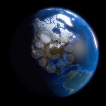 Earth Globe North America. 3d Render using NASA texture maps.