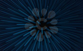 3d render of blue urchin spikes, close up. Fibonacci pattern golden ratio experiment. Nice background.