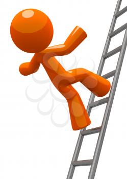 A concept in workplace safety, and orange man falling from a ladder. Also can be a general Missed Goals concept.