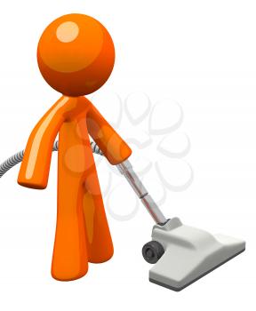 Orange Man with Vacuum Cleaner
