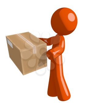 Orange Man Delivering a Package