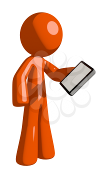 Orange Man Holding PDA
