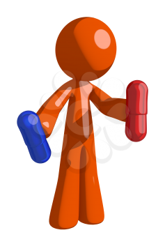 Orange Man Holding Pills