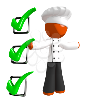Orange Man Chef Recipe Checklist Concept Large Checkmarks