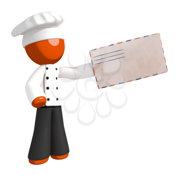 Orange Man Chef Delivering Mail
