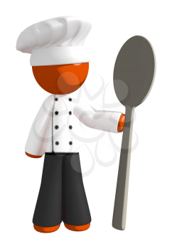 Orange Man Chef with Giant Spoon
