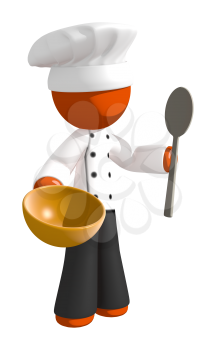 Orange Man Chef with Mixing Bowl and Spoon