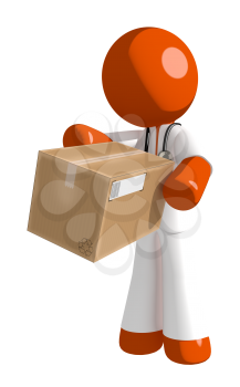 Orange Man doctor Box Delivery