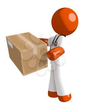 Orange Man doctor Delivering a Package