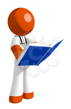 Orange Man doctor Standing Reading Book