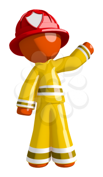 Orange Man Firefighter Waving