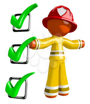 Orange Man Firefighter Safety Checklist Large Checkmarks