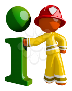Orange Man Firefighter with Info Symbol