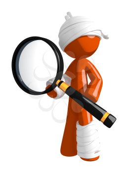 Personal Injury Victim Posing with Large Magnifying Glass