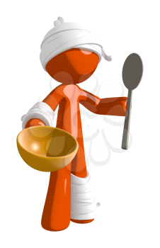 Personal Injury Victim with Spoon and Bowl