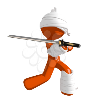 Personal Injury Victim Posing with a Ninja Sword