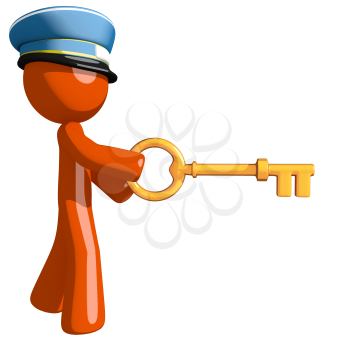 Orange Man postal mail worker  Inserting Key