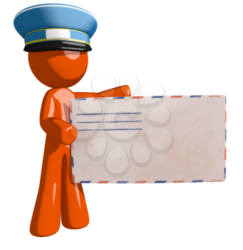 Orange Man postal mail worker  Large Envelope