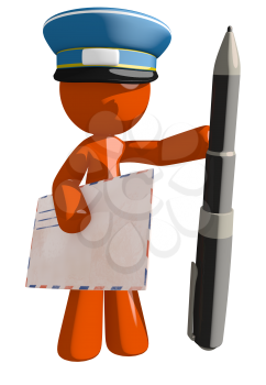Orange Man postal mail worker  with Pen and Envelope