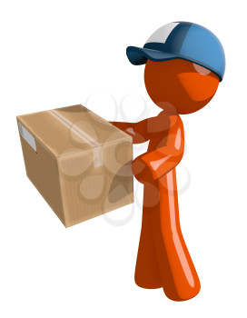 Orange Man postal mail worker  Delivering a Package