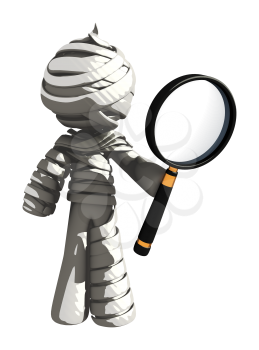 Mummy or Personal Injury Concept Holding a Very Big Magnifying Glass