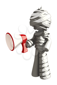 Mummy or Personal Injury Concept Holding Megaphone