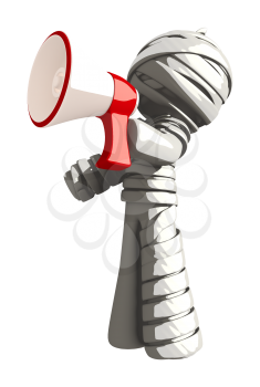 Mummy or Personal Injury Concept Yelling Through Megaphone