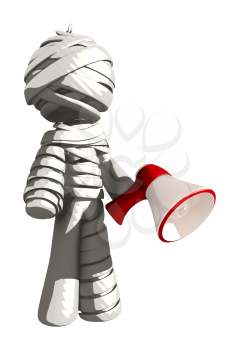 Mummy or Personal Injury Concept Standing Confident with Megaphone