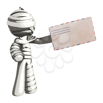 Mummy or Personal Injury Concept Handing an Envelope to Someone