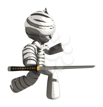 Mummy or Personal Injury Concept Jabbing With Ninja Sword